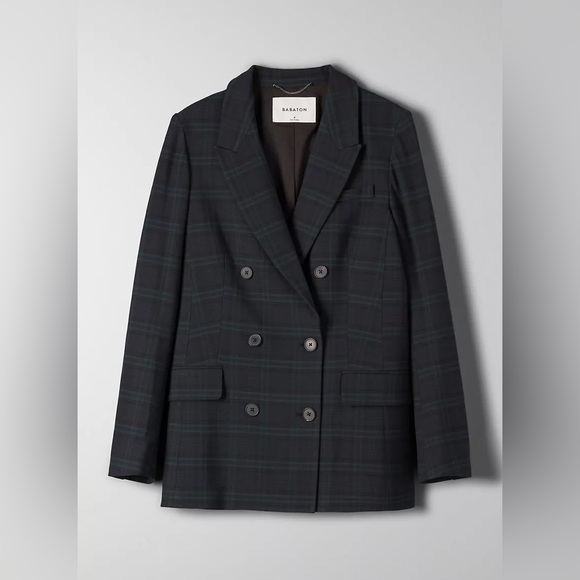 Aritzia Babaton Samuel Blazer - Navy Blue/Green Plaid - Picture 1 of 10